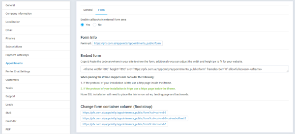 Customer appointment Filter PEVS CRM