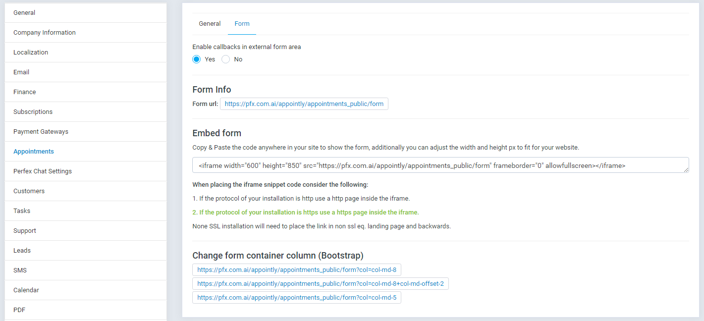 Customer appointment Filter PEVS CRM
